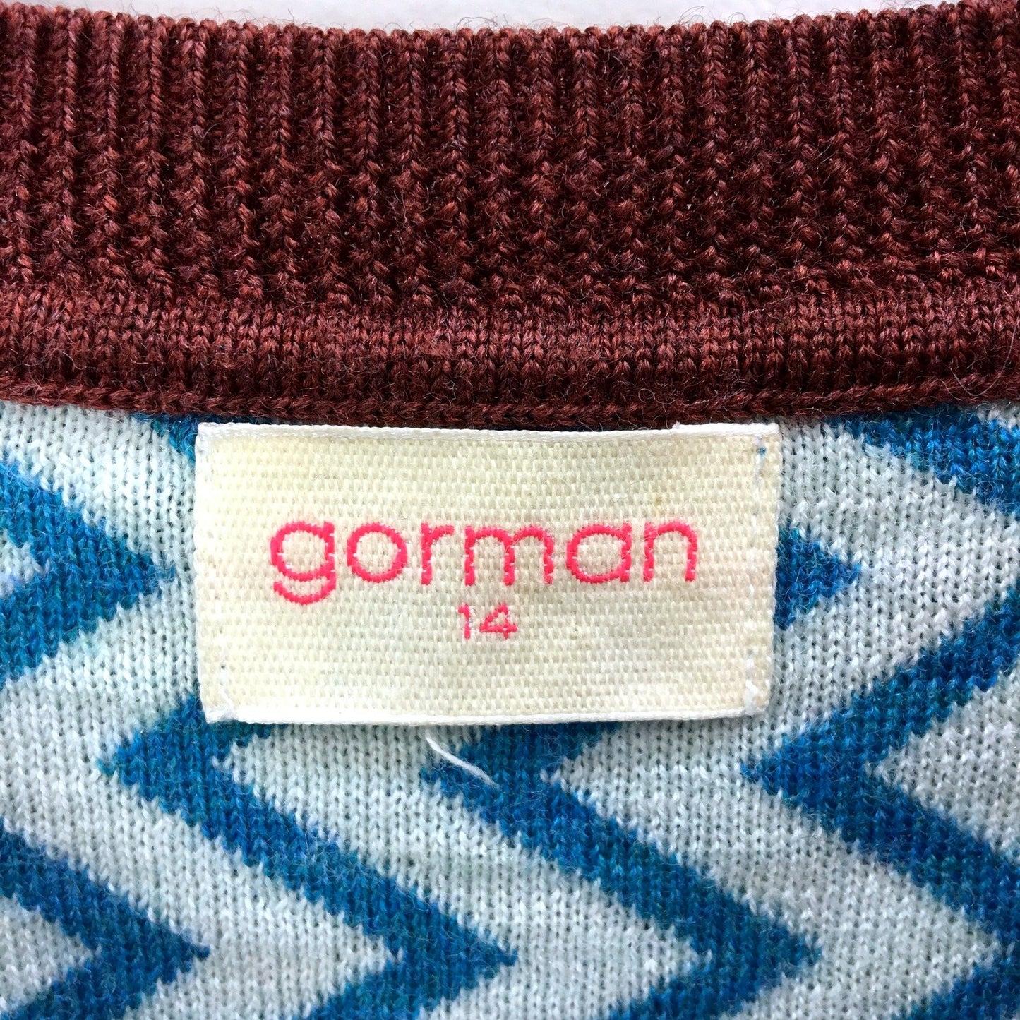 Gorman Womens Pullover Sweatshirt Merino Wool Chevron Multi Colour Size 14