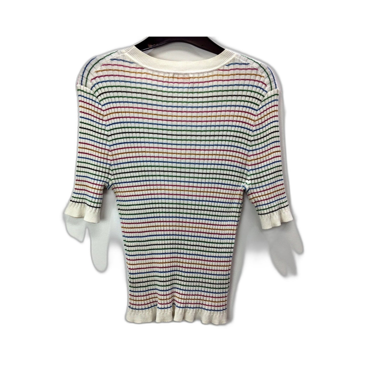 Gorman Womens Striped Pullover Sweater Ribbed Trim Cotton Blend Size 14