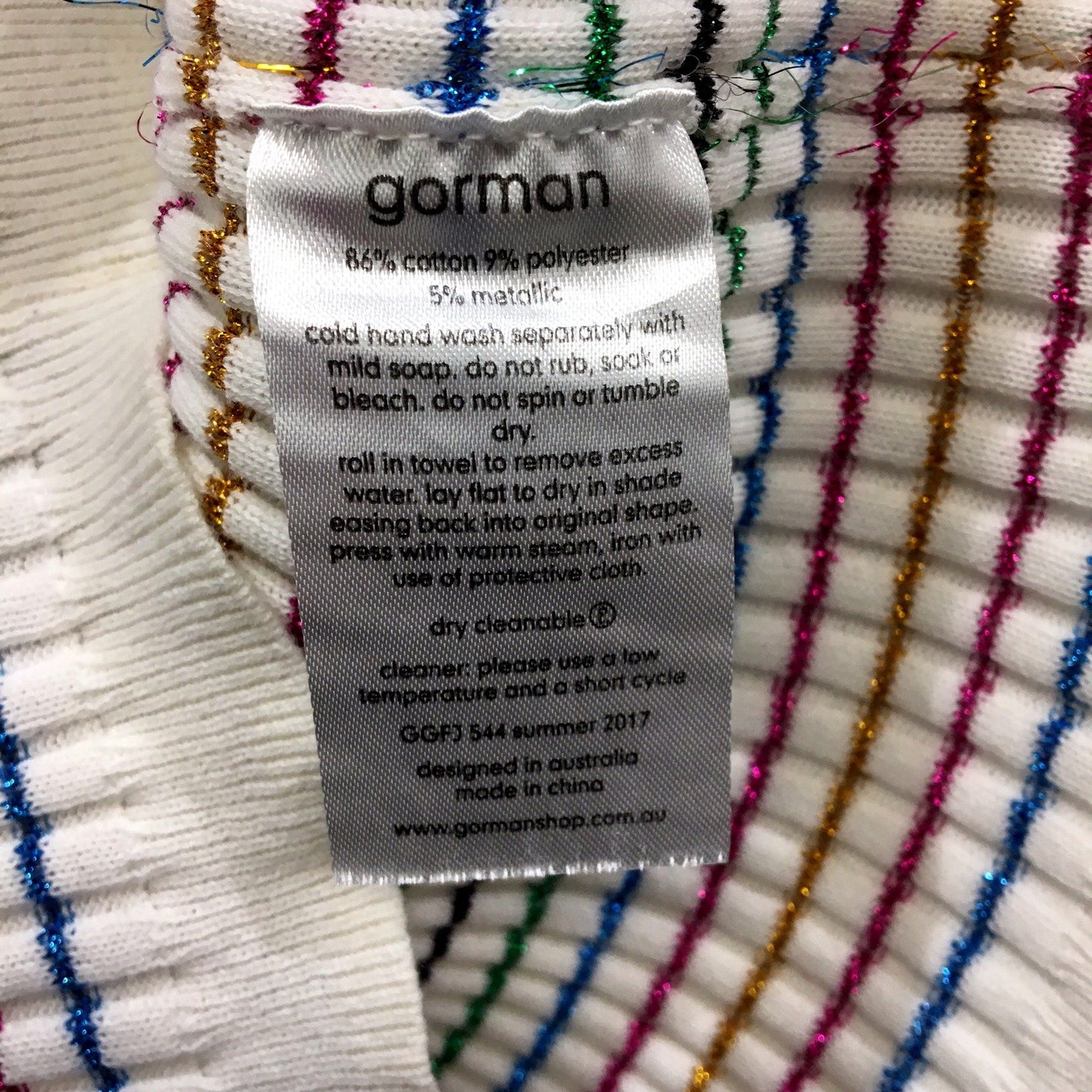 Gorman Womens Striped Pullover Sweater Ribbed Trim Cotton Blend Size 14