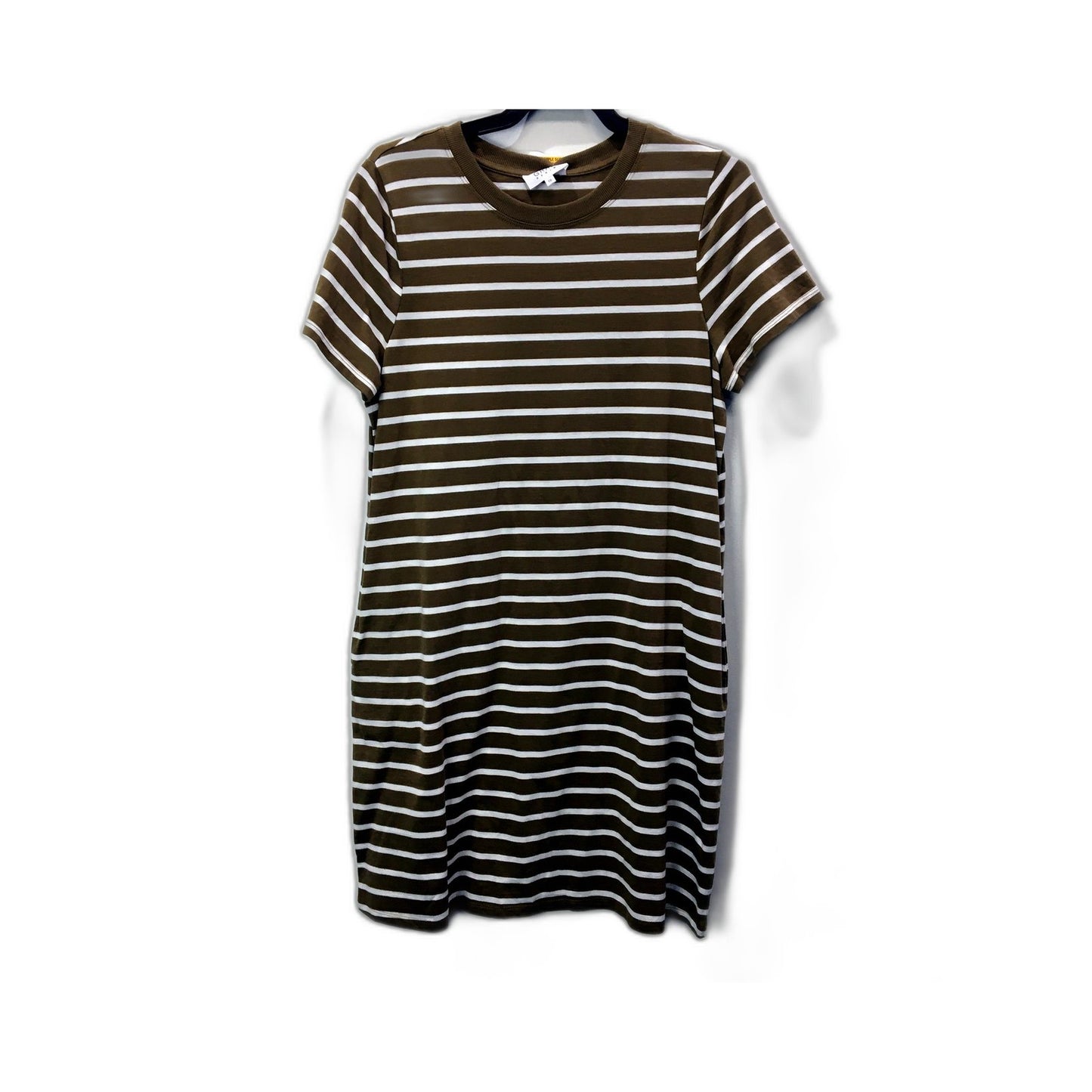 Grab Denim Womens Striped Jersey Mini Dress in Brown & White Size 10 NEW