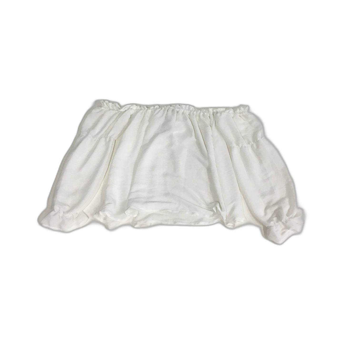 Sass Womens Emilia Puff Sleeve Blouse in Pearl White, Size 8 NEW