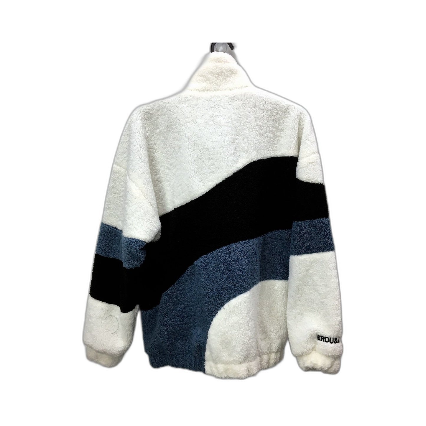 Decarba Unisex Colorblock Zip-Up Jacket Fleece Fuzzy Warm Multi Color Size L NEW
