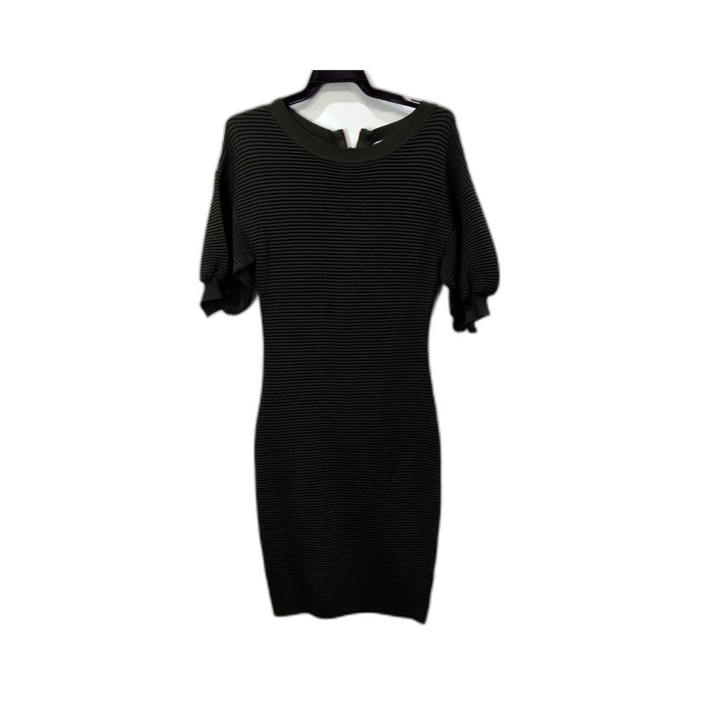 Sheike Womens Fifi Ribbed Knit Puff Sleeve Dress in Khaki, Size M NEW