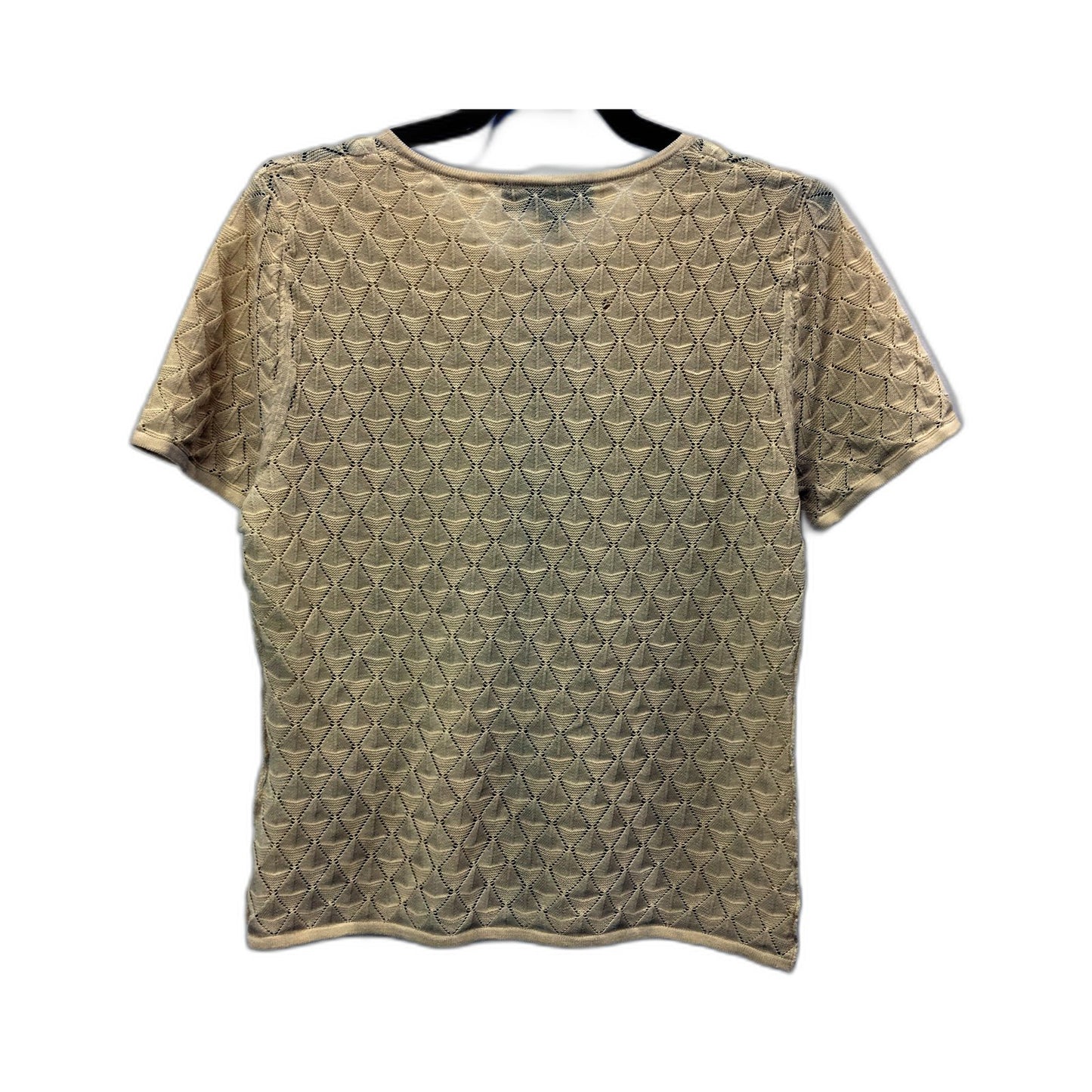 Zara Womens Beige Pullover Sweater with Scallop Pattern and Zipper - Size L