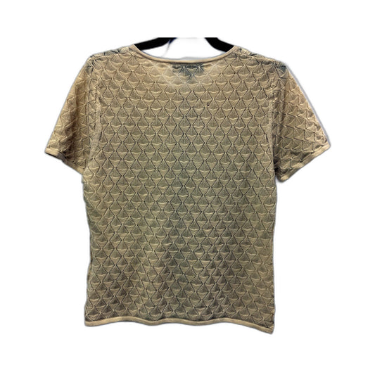 Zara Womens Beige Pullover Sweater with Scallop Pattern and Zipper - Size L