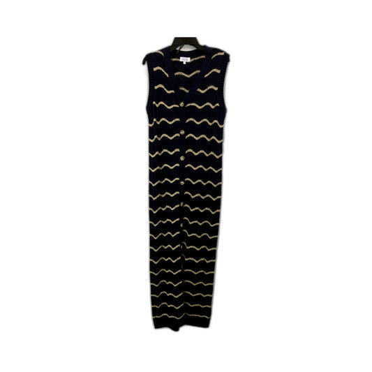 Grab Denim Womens Knit Dress Navy and Beige Wave Pattern Cotton Size S NEW