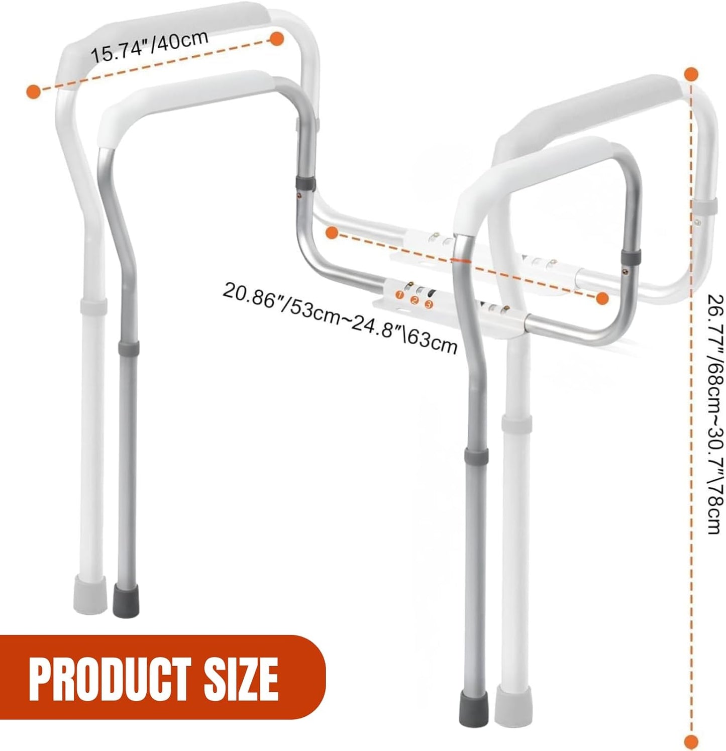 Adjustable Toilet Safety Rails for Elderly with Easy DIY Installation - NEW