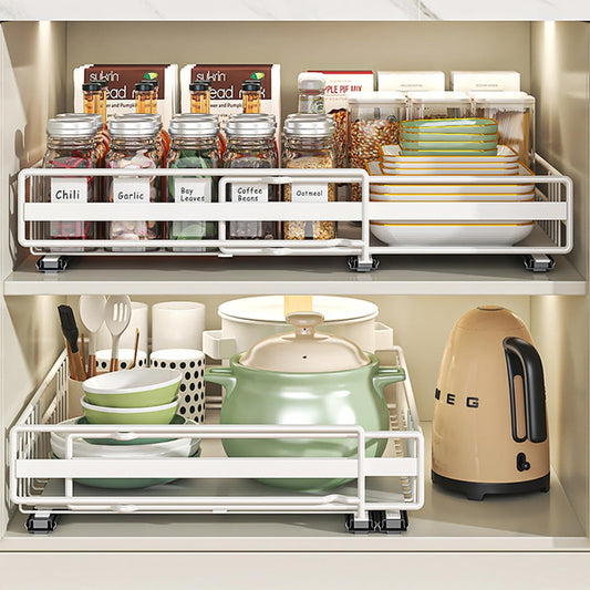 Extendable Slide Out Drawers for Cabinets Kitchen Storage Accessories White NEW