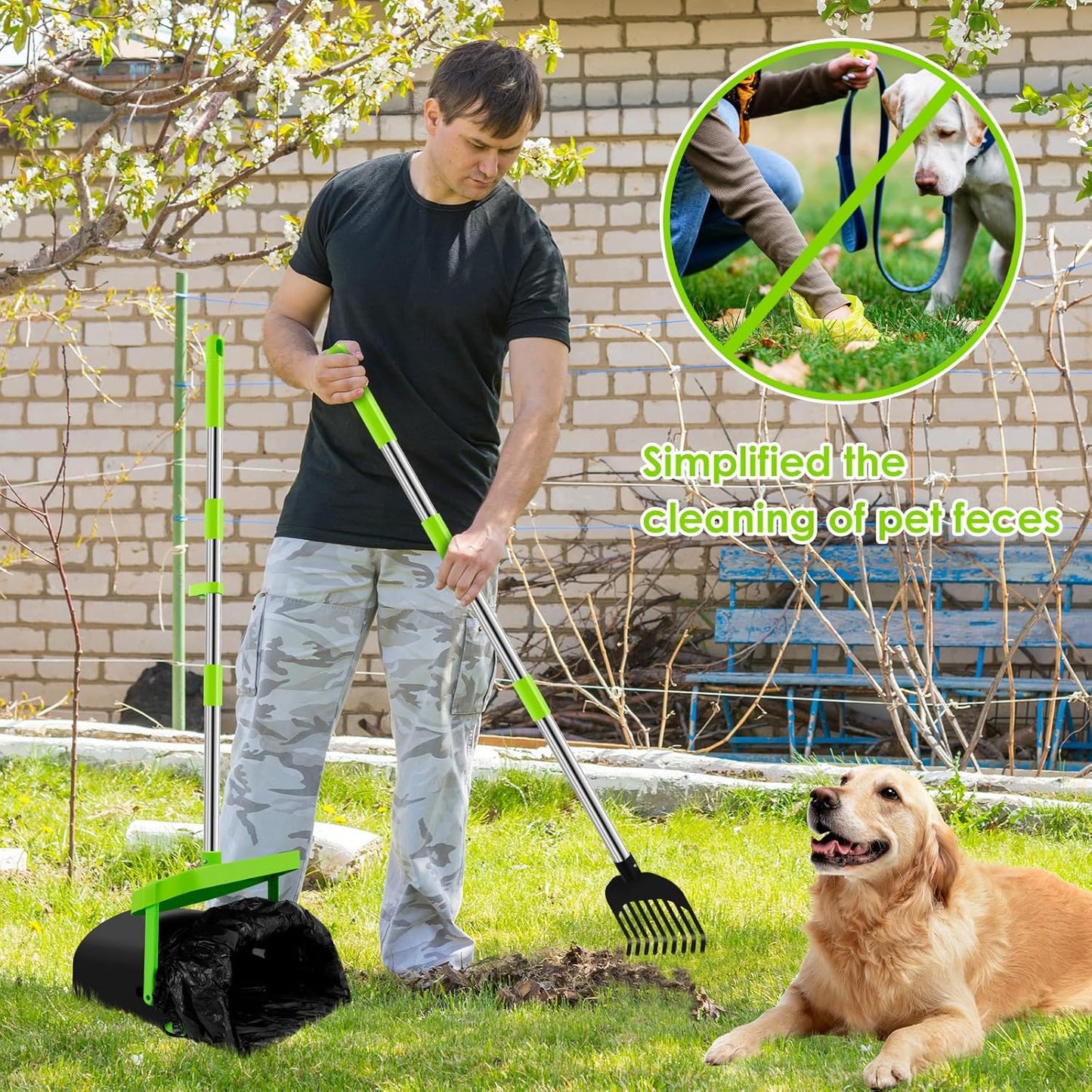 Adjustable Ergonomic Dog Poop Scooper Set with Demonstration - Pooper DEMO