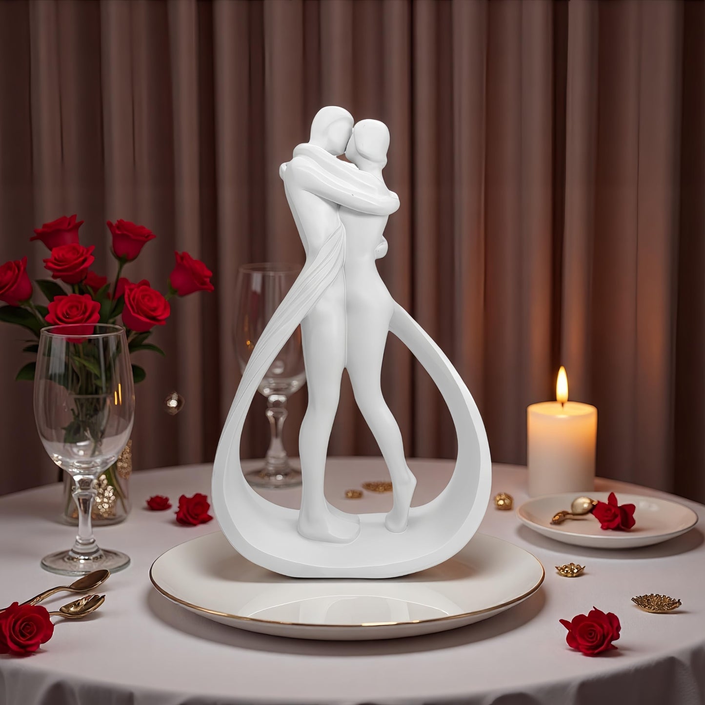 hplifi Embracing Figurines Kissing Couple Figurine Wedding Anniversary NEW