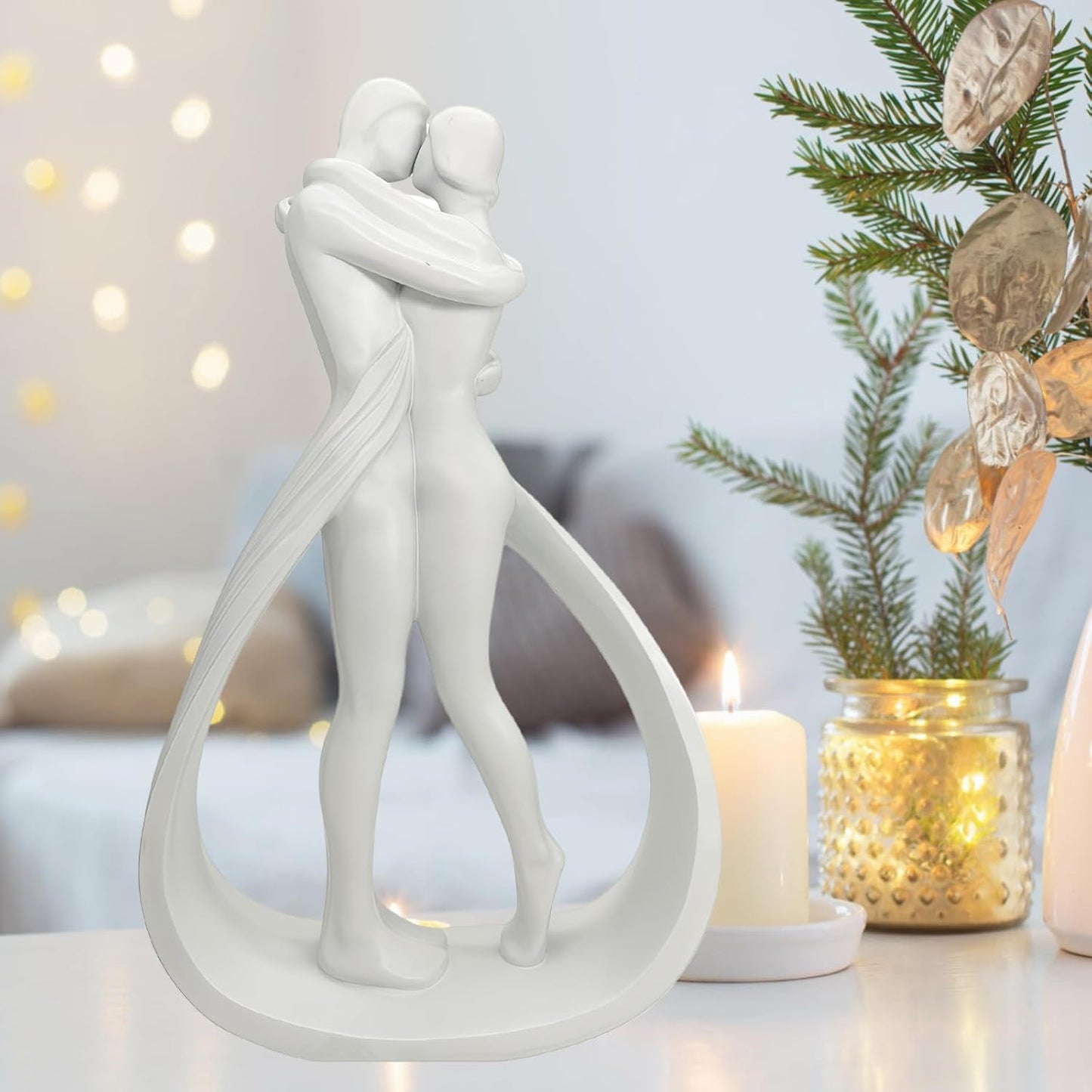 hplifi Embracing Figurines Kissing Couple Figurine Wedding Anniversary NEW
