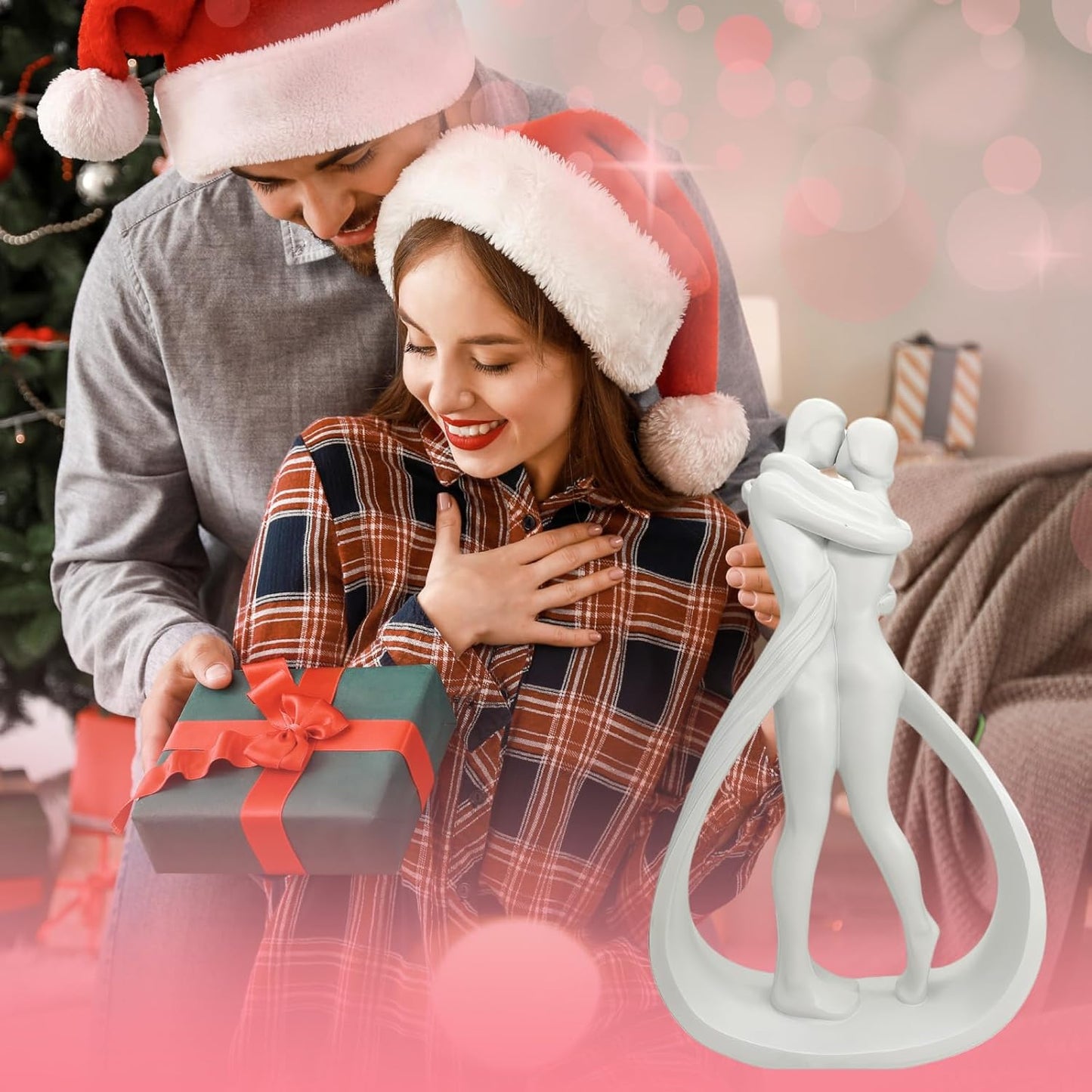 hplifi Embracing Figurines Kissing Couple Figurine Wedding Anniversary NEW