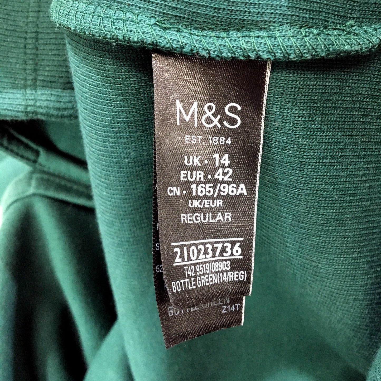M&S Collection Womens Bottle Green Pullover Dress with Long Sleeves, Size 14
