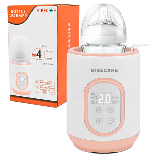 BIBECARE Baby Fast Bottle Warmer for Breastmilk & Formula with Timer Pink NEW