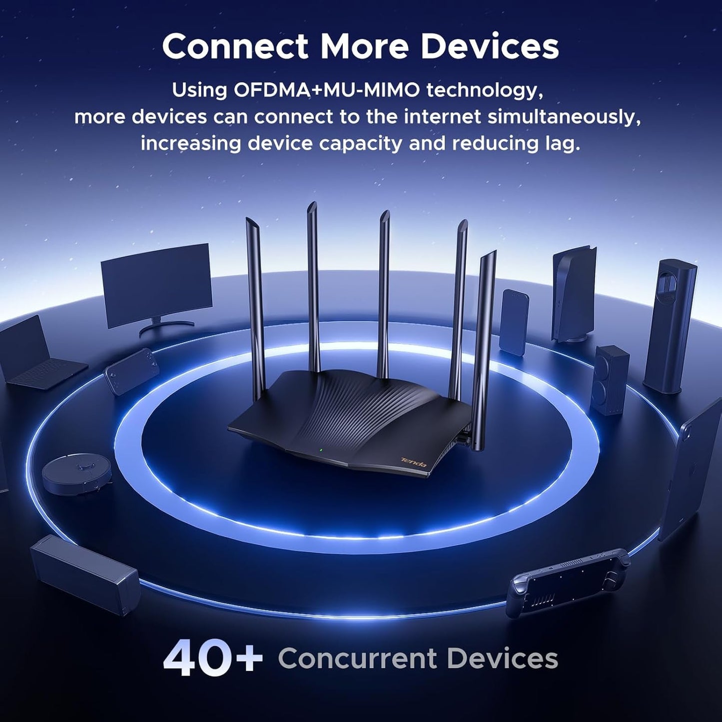 Tenda AX3000 Routers Dual Band Gigabit WiFi 6 Router, Up to 3 Gbps DEMO