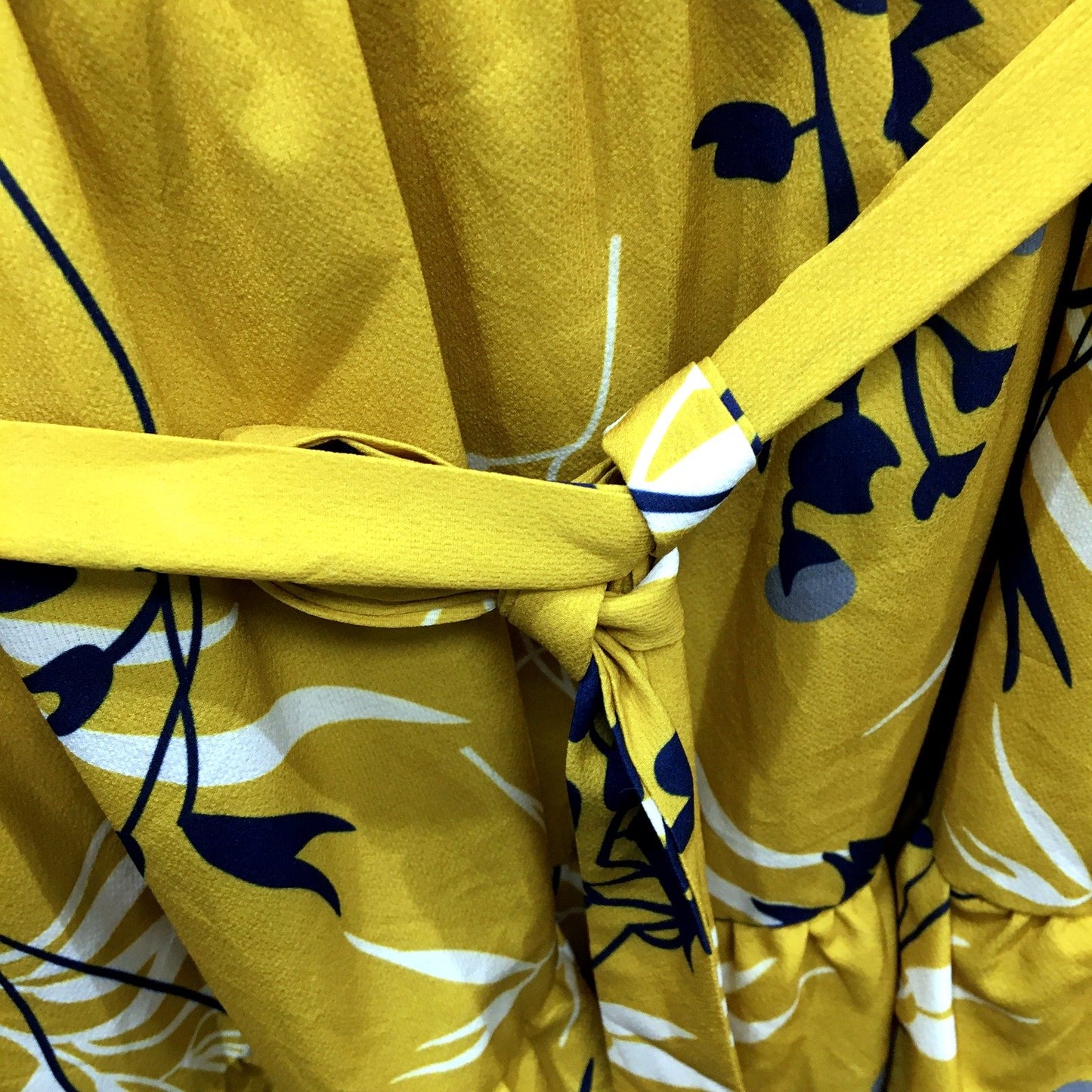 Corraine Womens Floral Print Belted Dress Navy Blue and Yellow Size 16