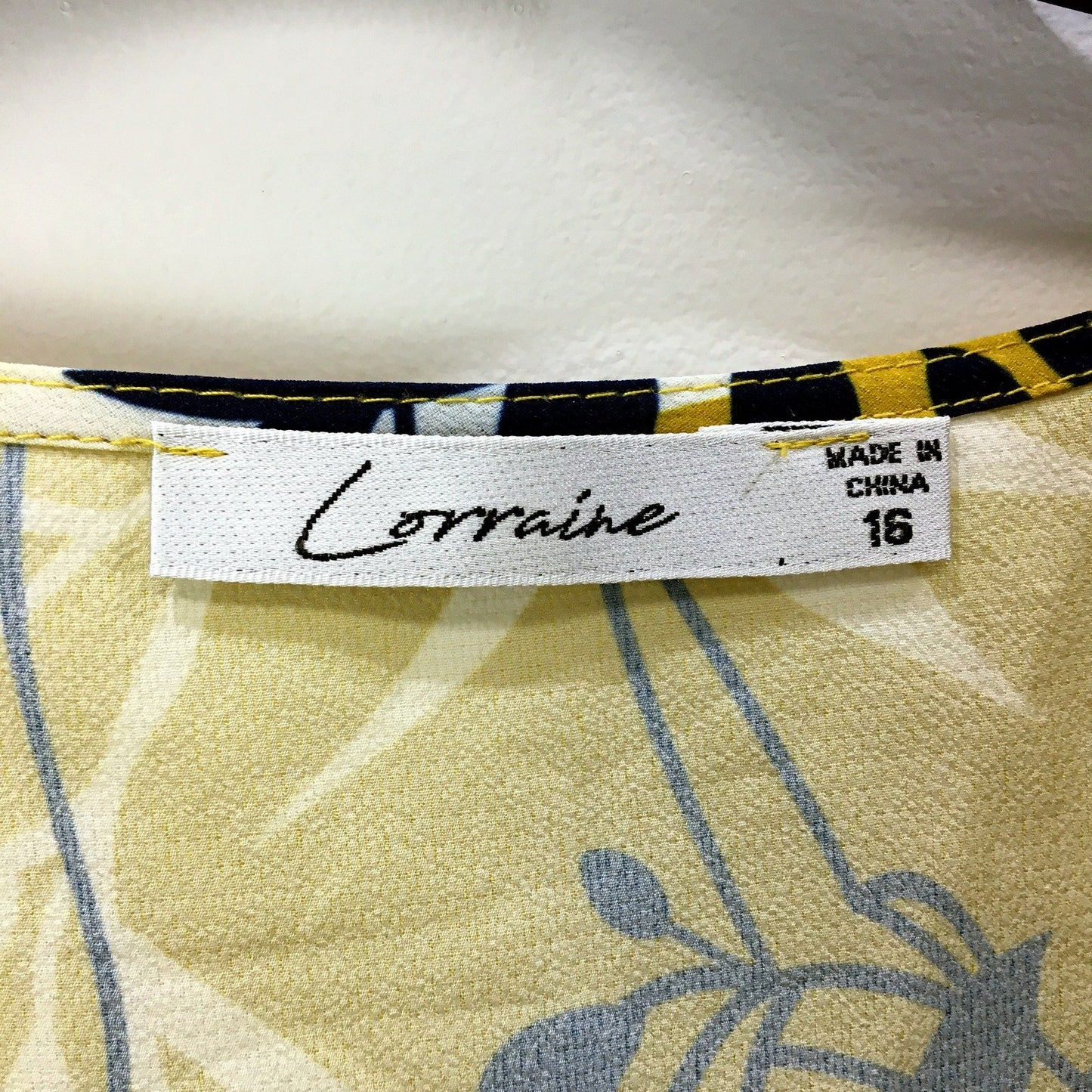 Corraine Womens Floral Print Belted Dress Navy Blue and Yellow Size 16