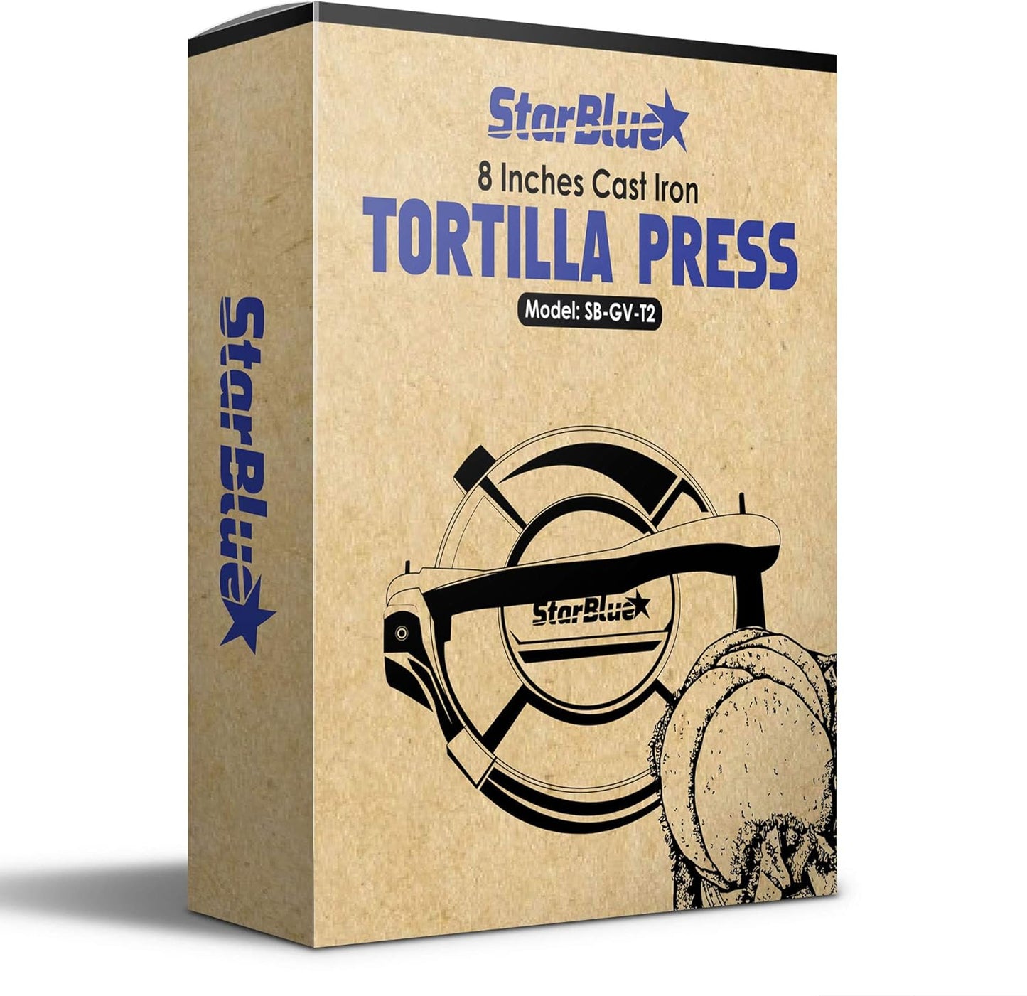 StarBlue 20cm Speciality Appliances Cast Iron Tortilla Press with 100 Pcs NEW