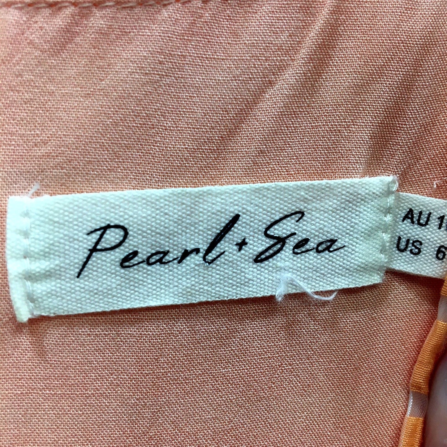 Pearl & Sea Womens Orange and White Gingham Midi Dress Puff Sleeve Sz 10