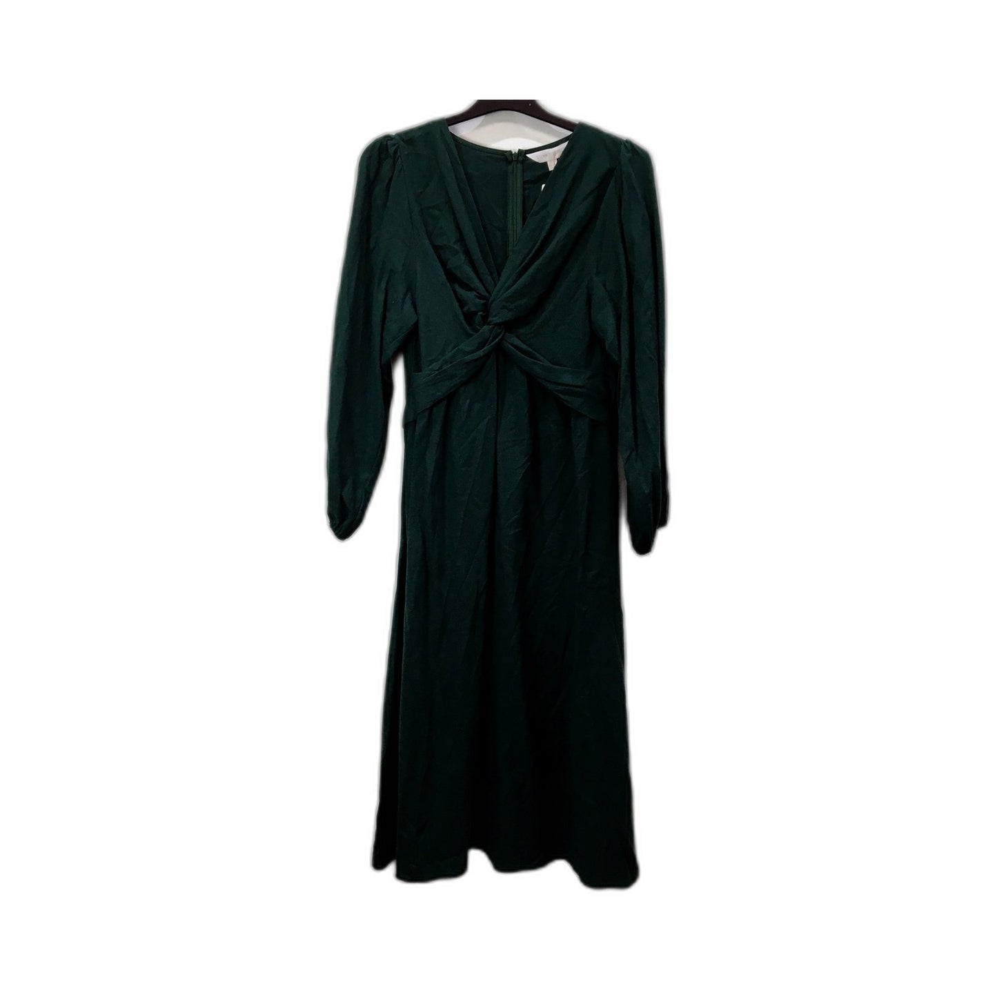 Sunny Girl Womens Twist Front Midi Dress in Dark Green, Size 12 NEW