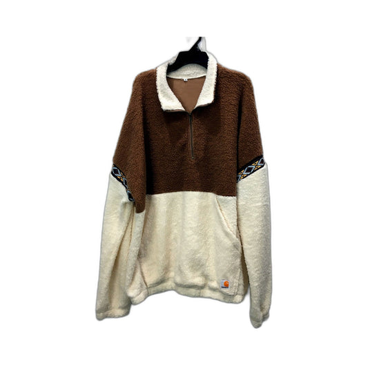 Carhartt Mens Pullover Jumper Sherpa Lined Geometric Print Brown Size XL