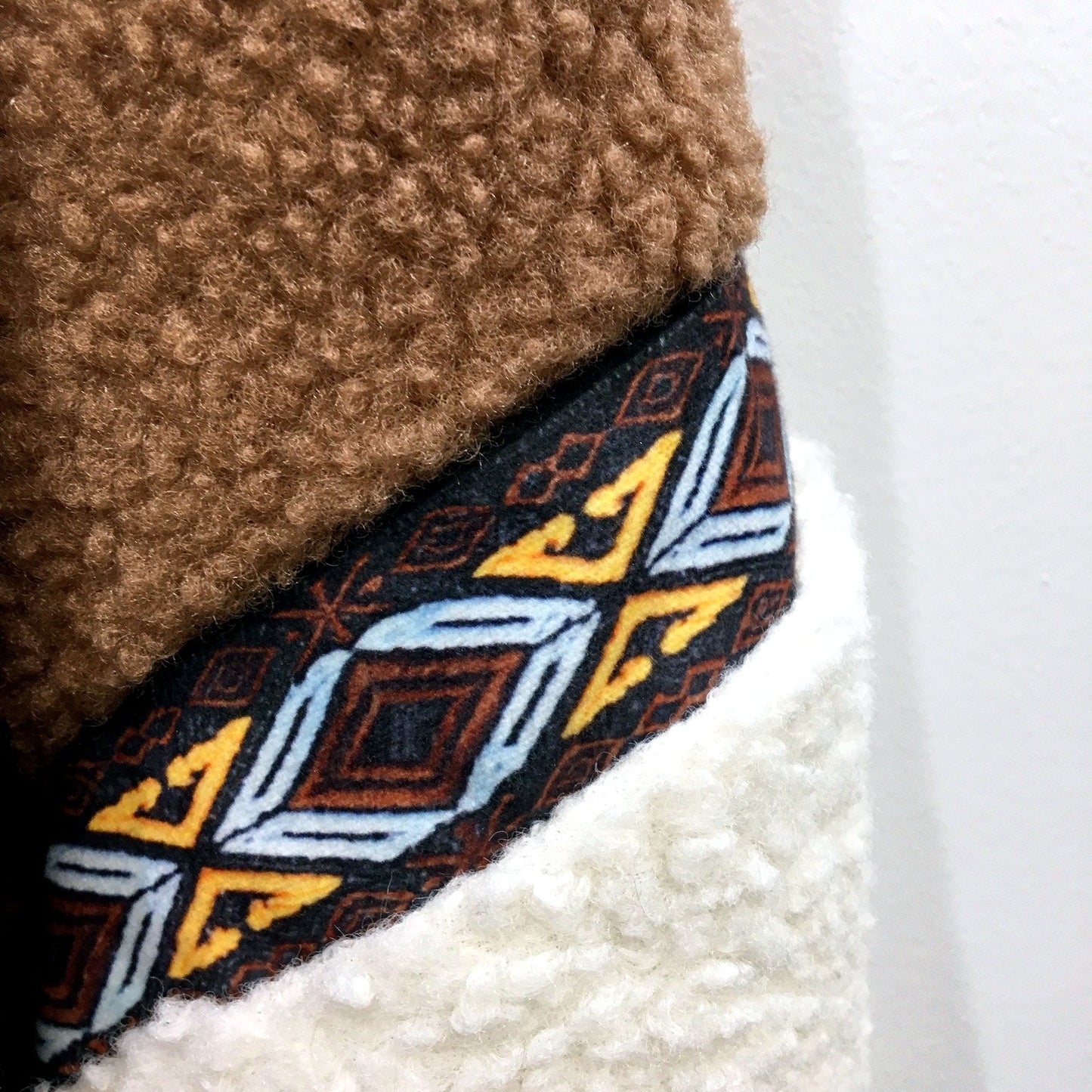 Carhartt Mens Pullover Jumper Sherpa Lined Geometric Print Brown Size XL