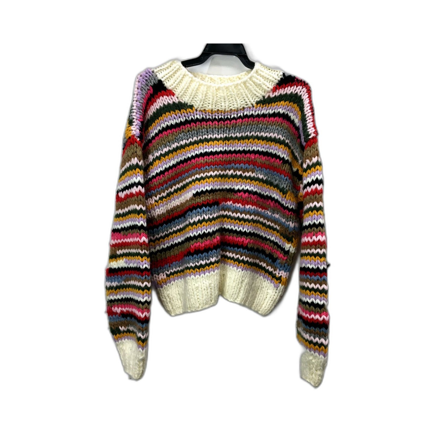 Ghanda Womens Multicolor Striped Pullover Sweater Wool Blend Acrylic Size M