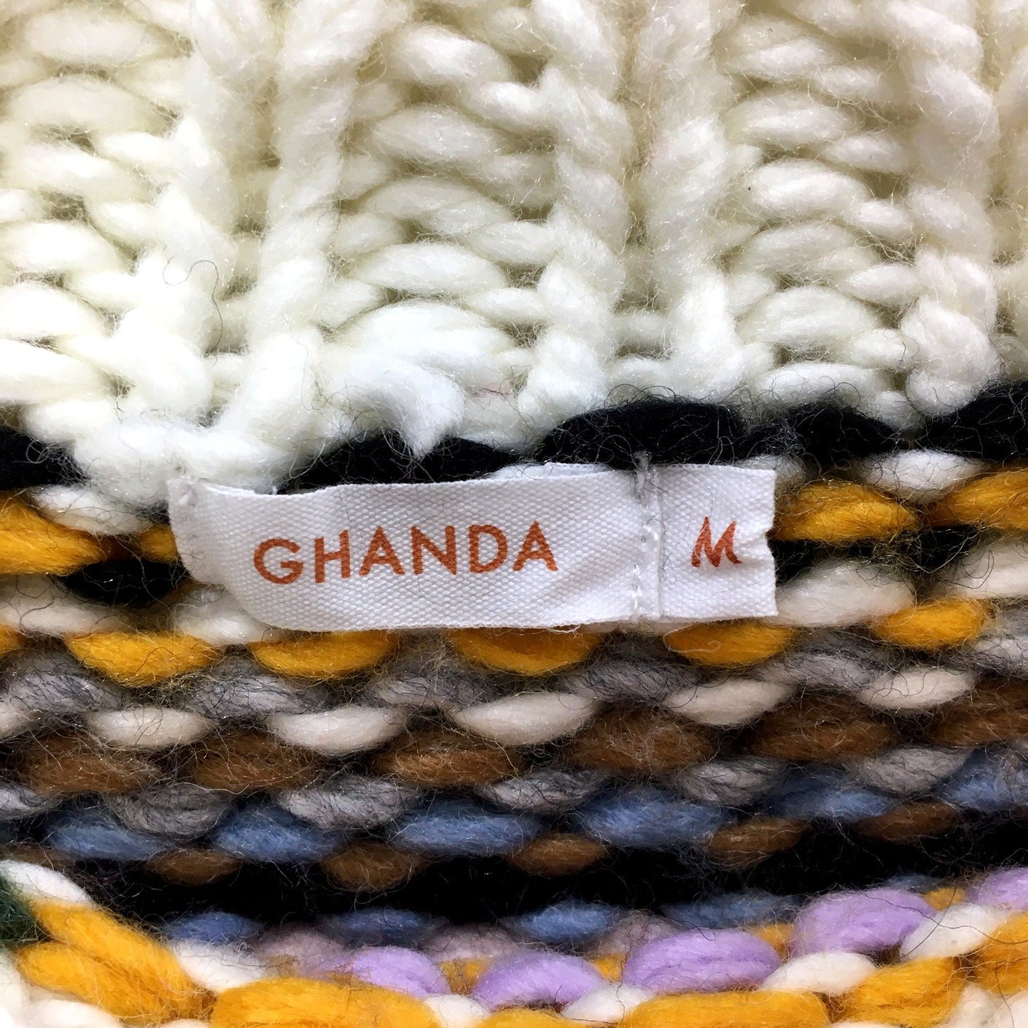 Ghanda Womens Multicolor Striped Pullover Sweater Wool Blend Acrylic Size M