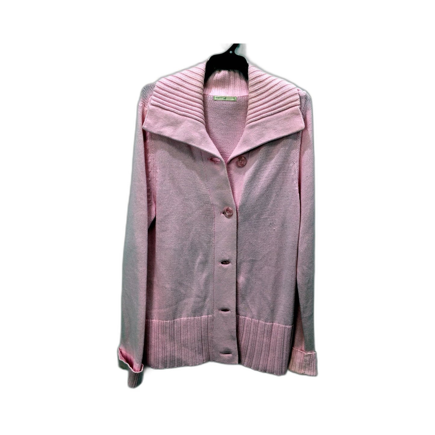 Regatta Womens Ribbed Knit Button-Down Sweater in Soft Pink, Size 16