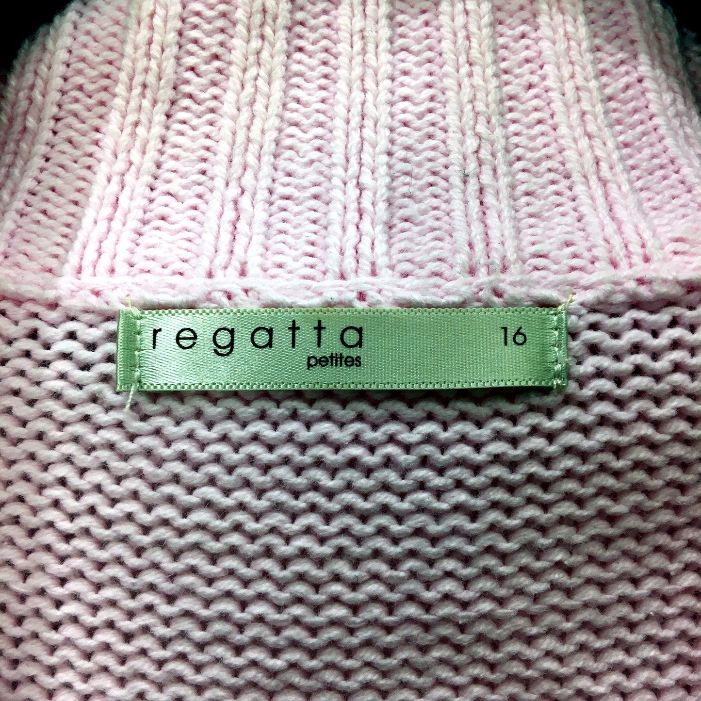 Regatta Womens Ribbed Knit Button-Down Sweater in Soft Pink, Size 16