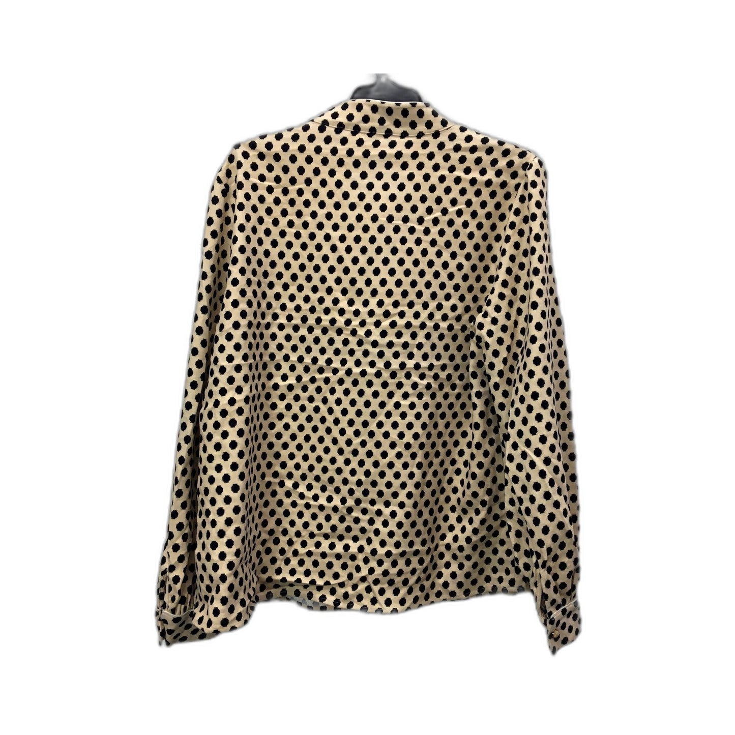 Dushu Womens Polka Dot Button Up Casual Blouse Shirt Beige/Black Size XXL