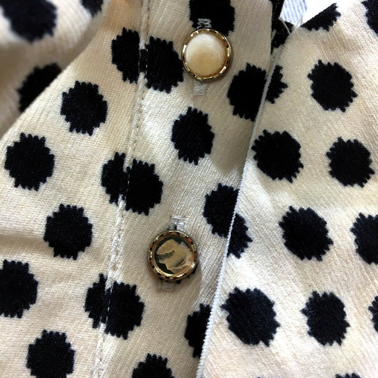 Dushu Womens Polka Dot Button Up Casual Blouse Shirt Beige/Black Size XXL