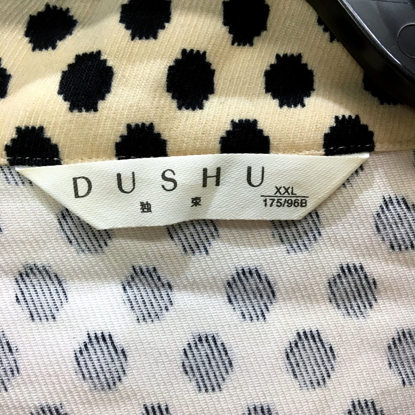 Dushu Womens Polka Dot Button Up Casual Blouse Shirt Beige/Black Size XXL