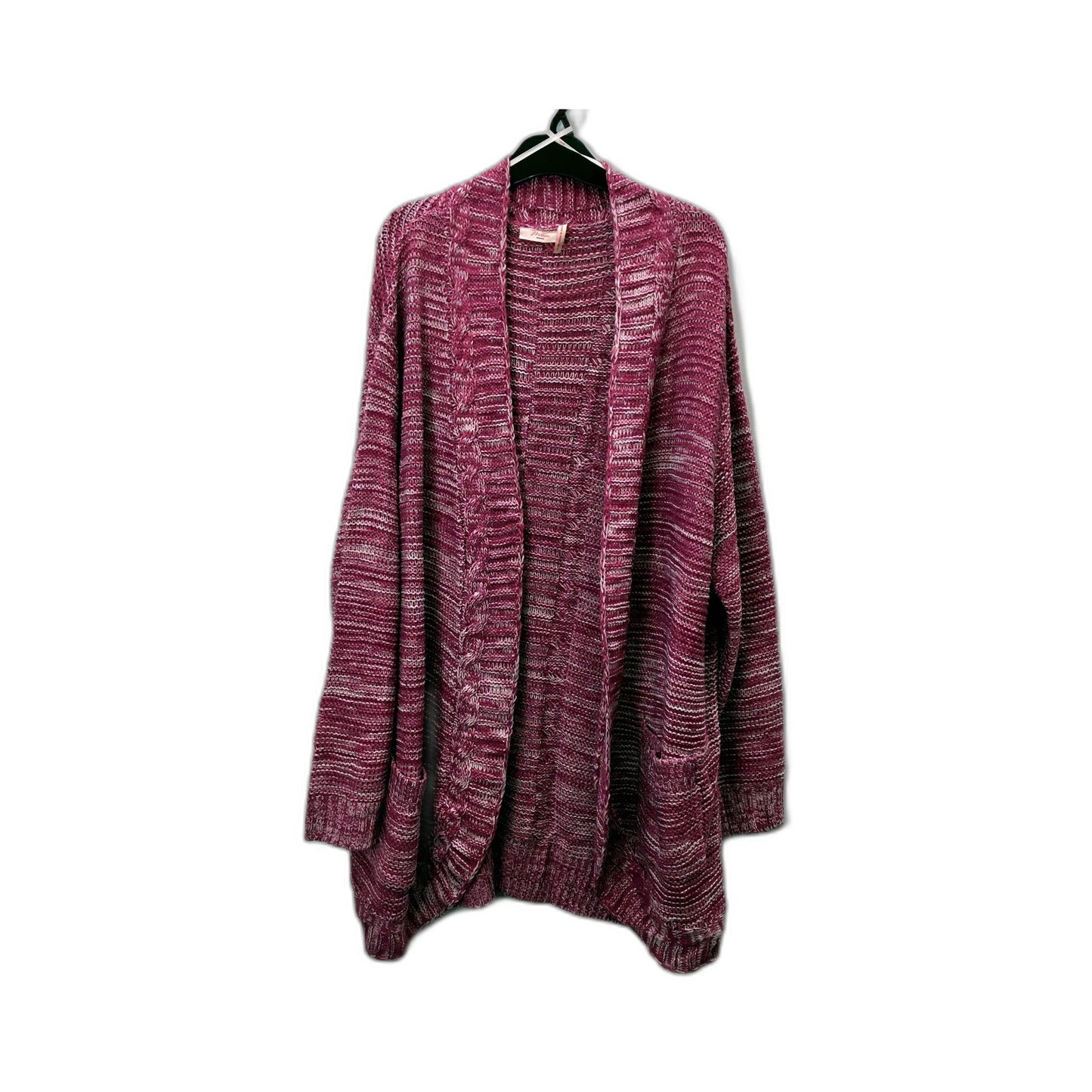 Millers Womens Striped Open Front Cardigan Sweater Pink Gray Loose Fit Size XXL