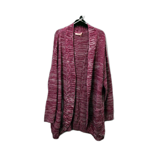 Millers Womens Striped Open Front Cardigan Sweater Pink Gray Loose Fit Size XXL