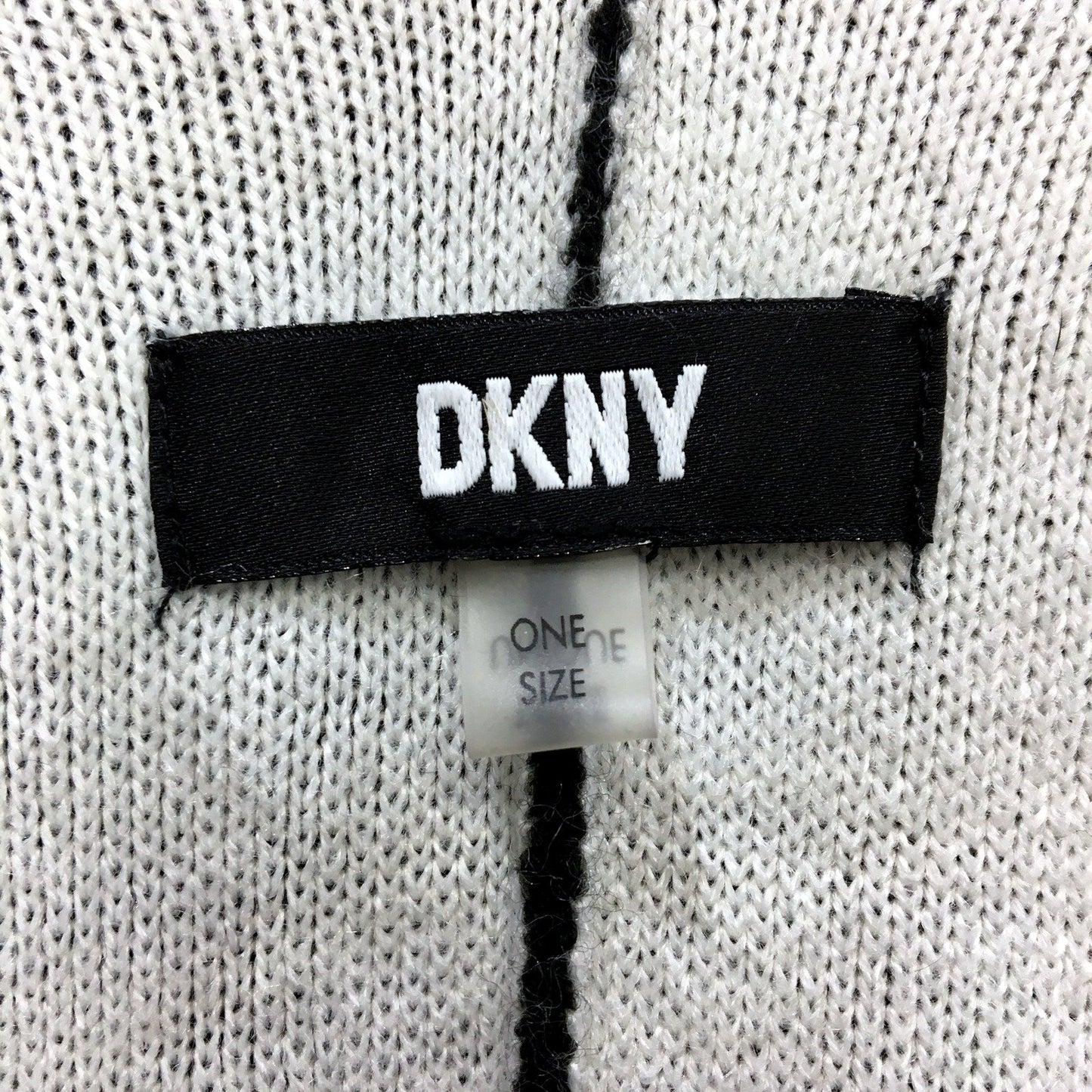 DKNY Womens Oversized Geometric Hooded Poncho Shawl Black and White Size One