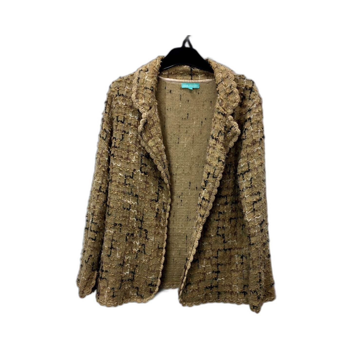 Blue Illusion Womens Textured Knit Cardigan Sweater Beige Size L