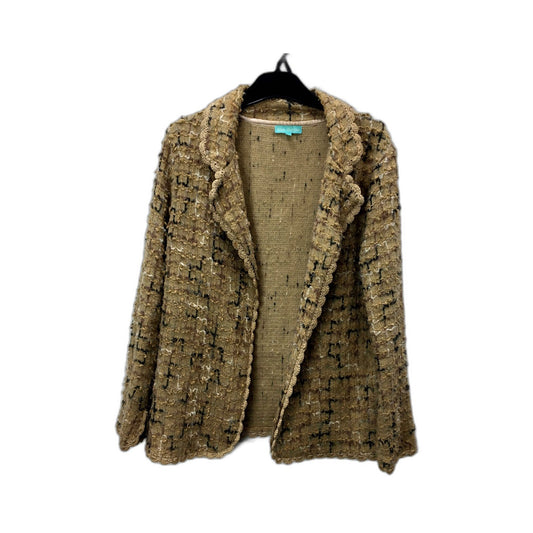 Blue Illusion Womens Textured Knit Cardigan Sweater Beige Size L