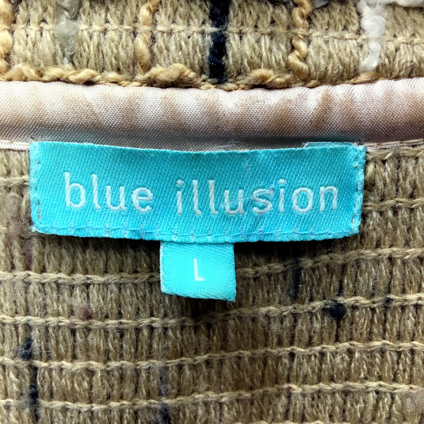 Blue Illusion Womens Textured Knit Cardigan Sweater Beige Size L