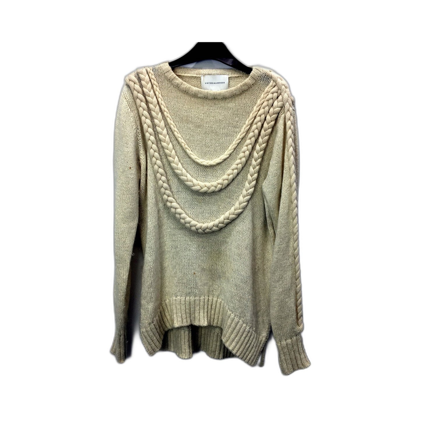 Victoria & Woods Womens Chunky Cable Knit Pullover Sweater Cream Size 0