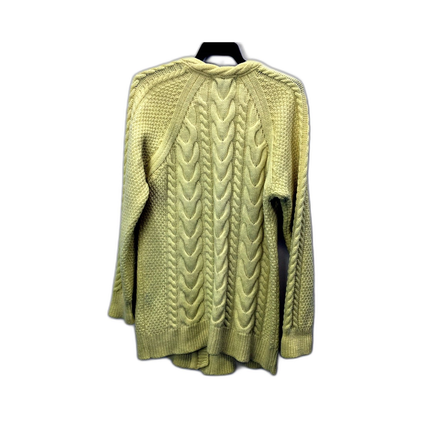 Original Aran Co. Womens Cable Knit Button-Down Sweater Light Yellow Size M