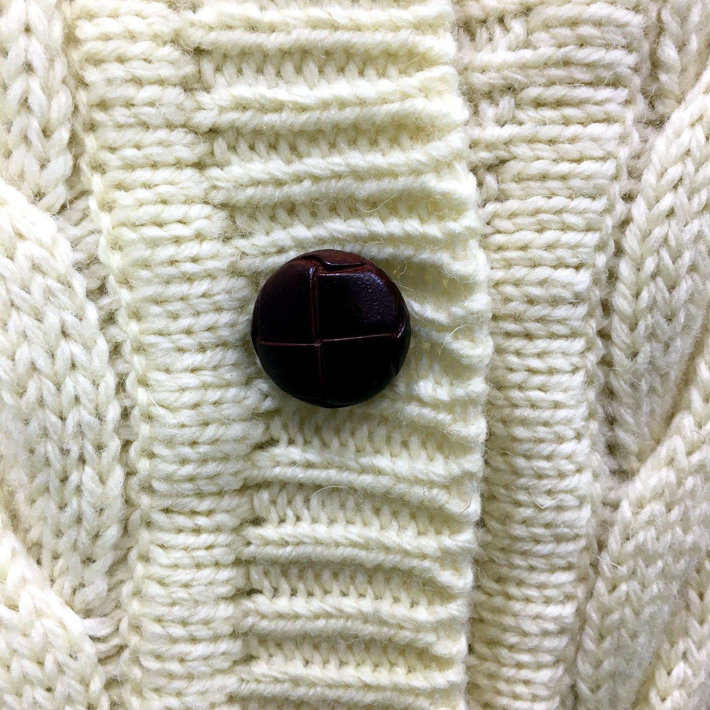 Original Aran Co. Womens Cable Knit Button-Down Sweater Light Yellow Size M