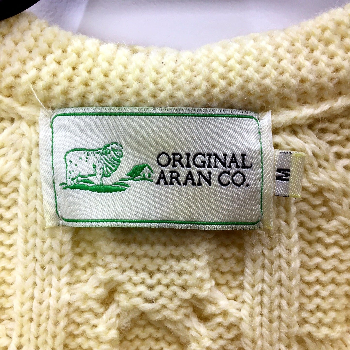 Original Aran Co. Womens Cable Knit Button-Down Sweater Light Yellow Size M