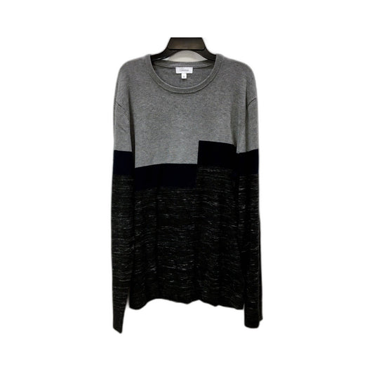 Calvin Klein Mens Colorblock Pullover Sweater in Gray & Black, Size L