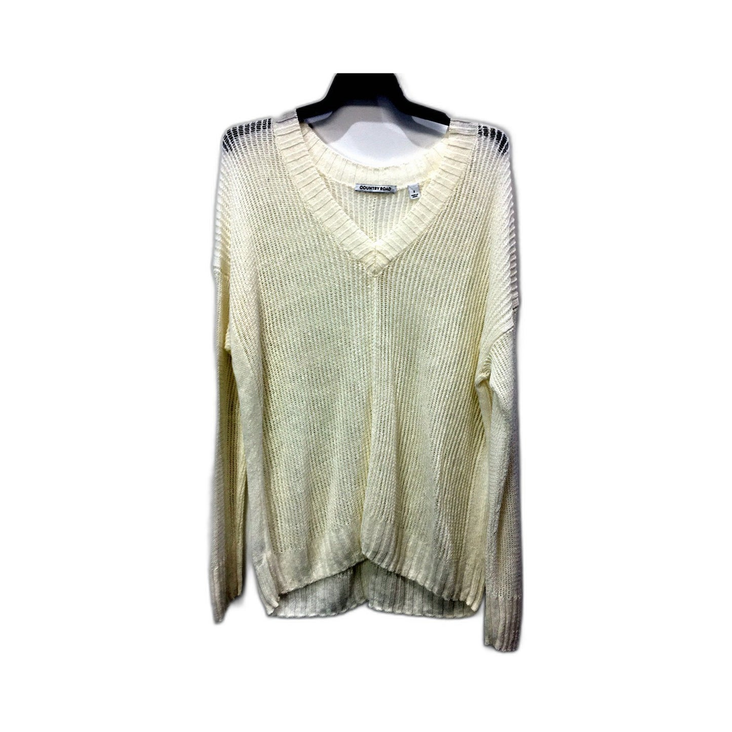 Country Road Womens Ribbed Knit Pullover Sweater in Cream, Small Size