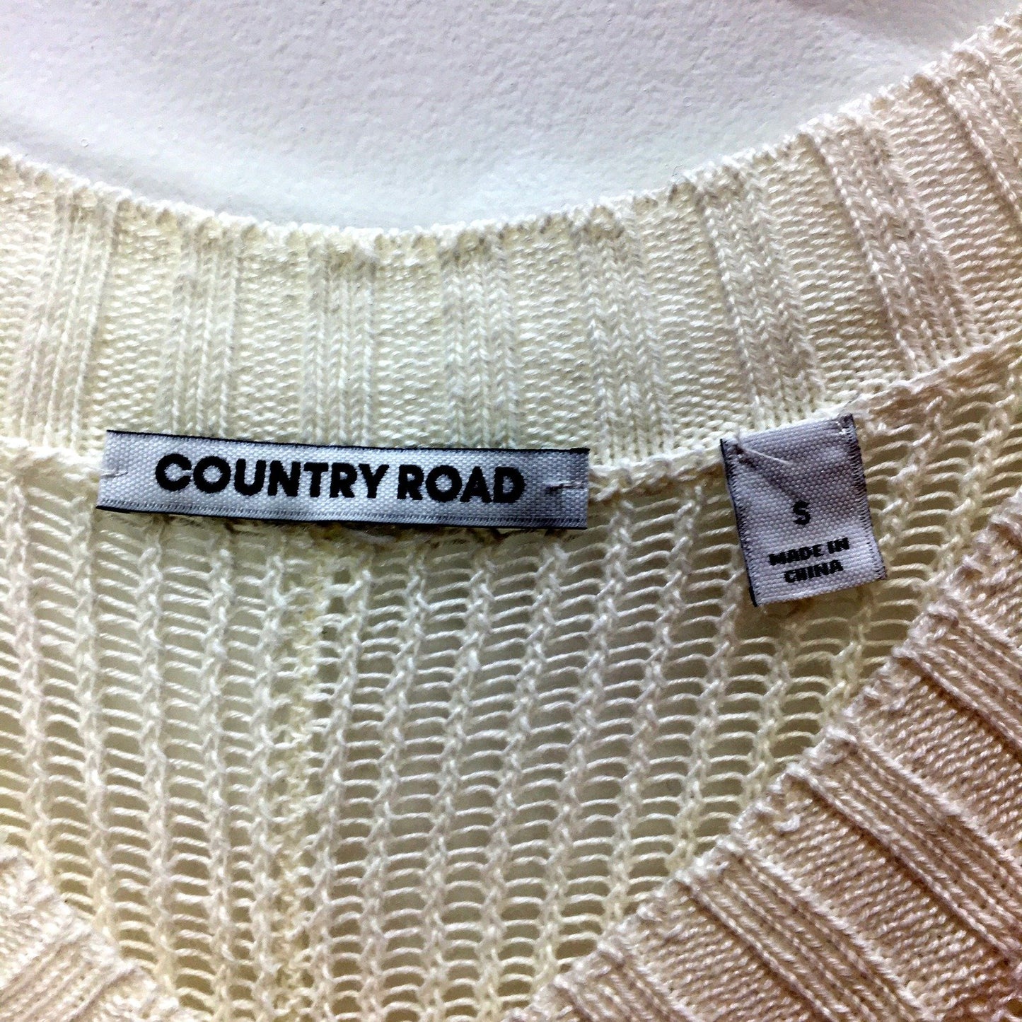 Country Road Womens Ribbed Knit Pullover Sweater in Cream, Small Size