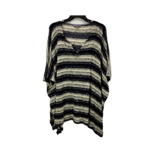 Belle Curve Womens Striped Poncho Oversized Loose Fit Black and Beige Size L+