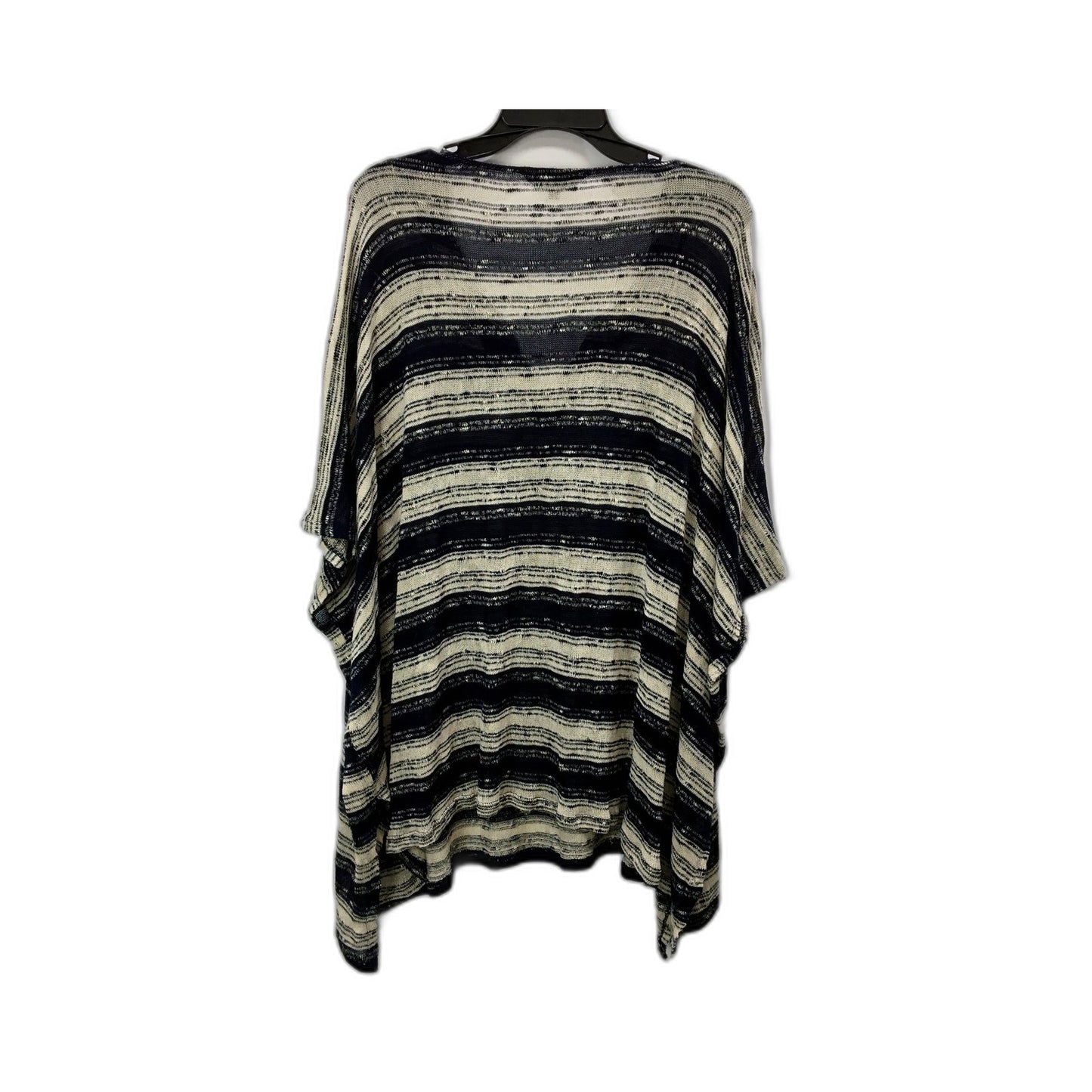 Belle Curve Womens Striped Poncho Oversized Loose Fit Black and Beige Size L+