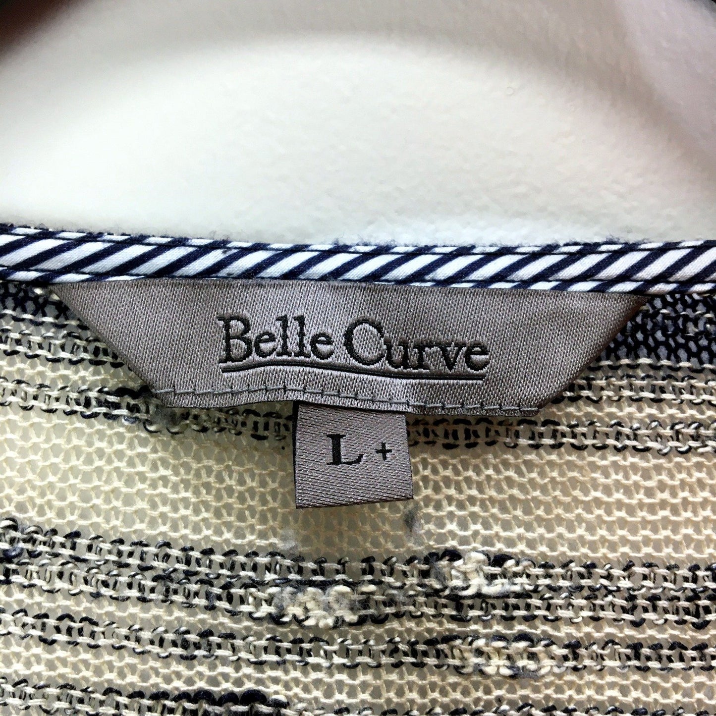 Belle Curve Womens Striped Poncho Oversized Loose Fit Black and Beige Size L+