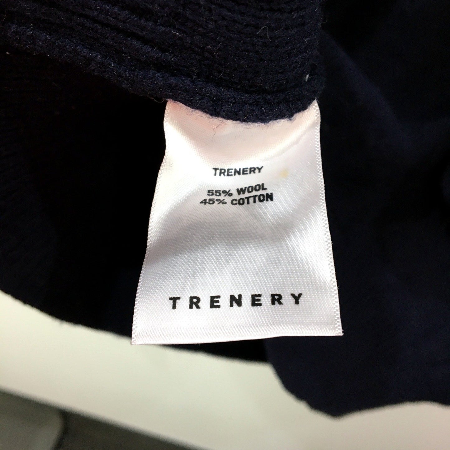 Trenery Mens Pullover Sweater Striped Black and Cream Wool Cotton Size XXL